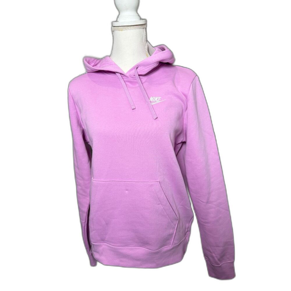 Nike Sportswear Club Pink Fleece Women's Pullover Hoodie Size Medium NWT